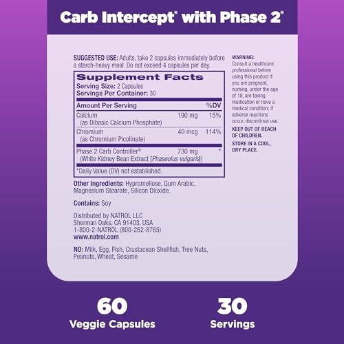 Natrol Carb Intercept with Phase 2 Starch Neutralizer, 60 Capsules NatrolUS supplements