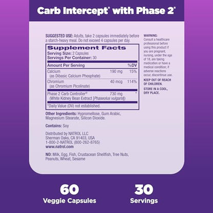 Natrol Carb Intercept with Phase 2 Starch Neutralizer, 60 Capsules NatrolUS supplements