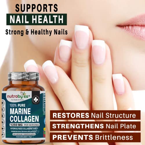 High Strength Marine Collagen Capsules - 1250mg Hydrolysed Collagen Supplement NUTRABYTESAu supplements