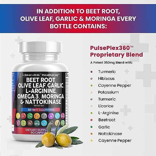 Beet Root Capsules 6000mg Olive Leaf 6000mg Nattokinase 4000 FU Clean NutraceuticalsUS supplements