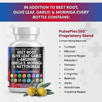 Beet Root Capsules 6000mg Olive Leaf 6000mg Nattokinase 4000 FU Clean NutraceuticalsUS supplements