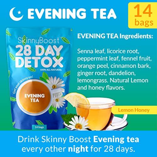 SkinnyBoost 28 Day Detox Tea Kit-1 Daytime (28 Bags) 1 Evening (14 Bags) Non GMO SkinnyBoostUS supplements