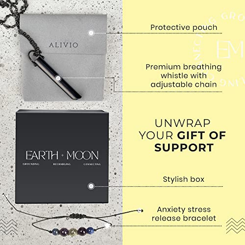 Mindful Breathing Necklace for Anxiety Stress Relief - Earth and Moon Stainless Steel Anxiety EARTH AND MOONAu supplements