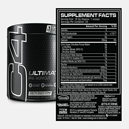 C4 Ultimate Pre Workout Powder Arctic Snow Cone - Sugar Free Preworkout Energy CellucorAu supplements