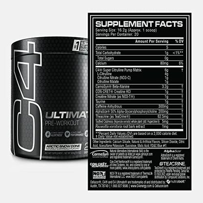 C4 Ultimate Pre Workout Powder Arctic Snow Cone - Sugar Free Preworkout Energy CellucorUS supplements