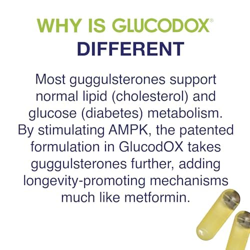 GlucodOX AMPK Activator Supplement – AMPK Enzyme, Metabolism Booster, Guggul Supplement for Body Management & Longevity – Vegan Metabolic Support - 30 Day Supply (60 Capsules) GlucodOXAu supplements