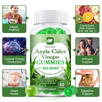 B BEWORTHS Apple Cider Vinegar & Sea Moss Gummies, Organic ACV Gummies B BEWORTHSUS supplements