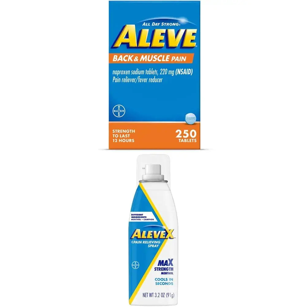 Aleve Back & Muscle with Naproxen, 250 Count & AleveX Pain Relief Spray, 3.2 Ounce, Pain Relief AleveAu supplements