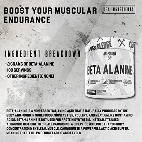Axe & Sledge Supplements Beta Alanine Basics Powder, Supports Endurance, Performance Axe & SledgeUS supplements