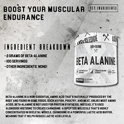 Axe & Sledge Supplements Beta Alanine Basics Powder, Supports Endurance, Performance Axe & SledgeUS supplements