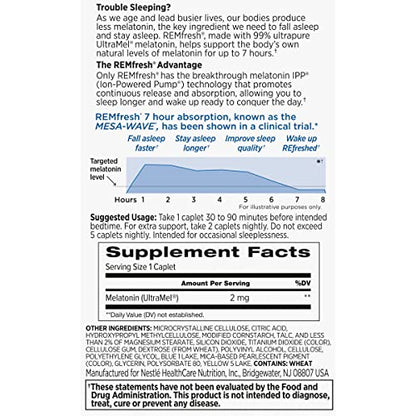 REMfresh 2mg Advanced Melatonin Sleep Aid Supplement (36 Caplets) REMfreshUS supplements