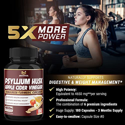 BMVINVOL Psyllium Husk Fiber Supplement 4650mg - Apple Cider Vinegar, Fenugreek BMVINVOLUS supplements