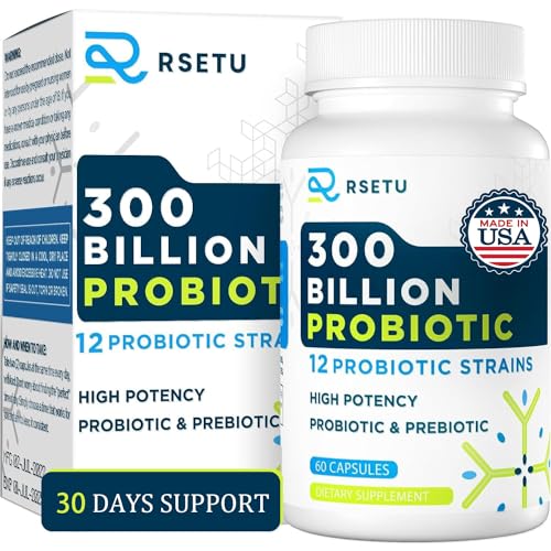 Probiotics for Women Men: 300 Billion CFU Probiotic High Potency + 12 Strains Organic RSETUUS supplements
