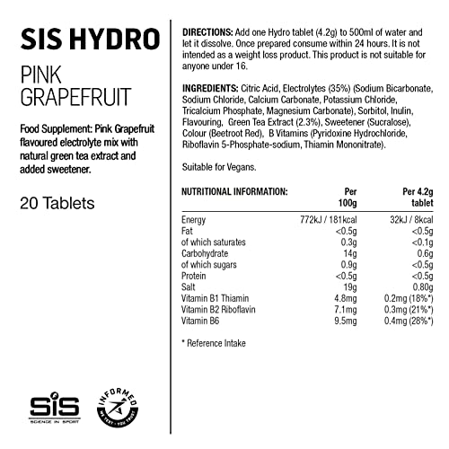 Science In Sport Hydro Hydration Tablets, Gluten-Free, Zero Sugar, Pink Grapefruit Science in SportAu supplements