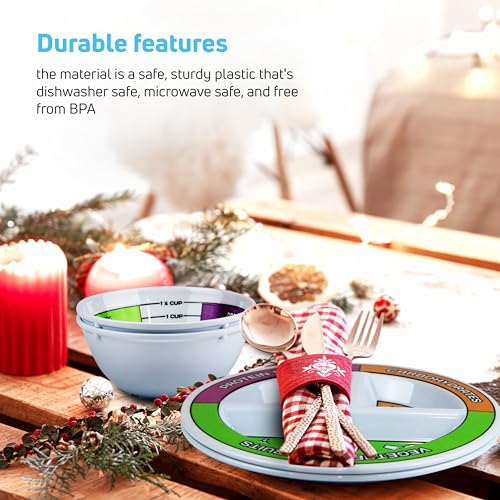 Portion Control Bariatric Plates and Bowls Set of 2 (4pcs Total) - Self-Measuring Plates HeroFiberUS supplements