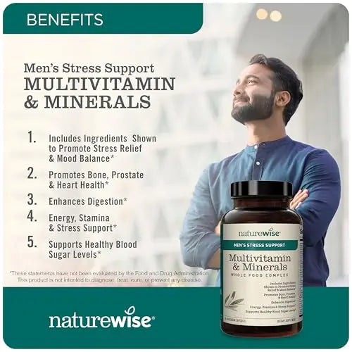 NatureWise Multivitamin for Men + Stress Support + Fulvic Ionic Minerals + Probiotics for Immunity, Male Health NatureWiseAu supplements