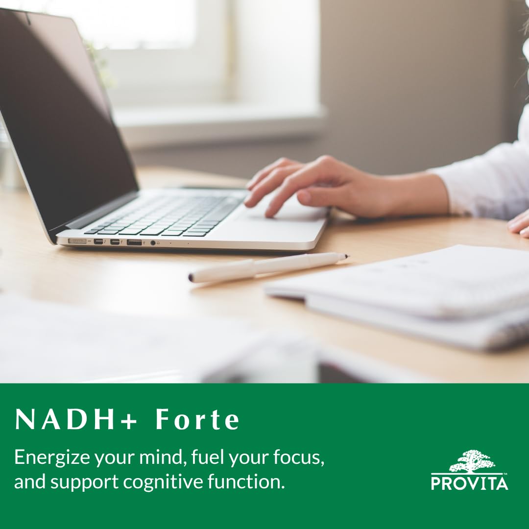 PROVITA NADH+ Forte | Cognitive Support Supplement with NADH, Coenzyme Q10 & Chlorophyll | Energy Support, Focus, Mental Clarity & Brain Health | Vegan Capsules | High Absorption Cellular Formula PROVITAAu supplements
