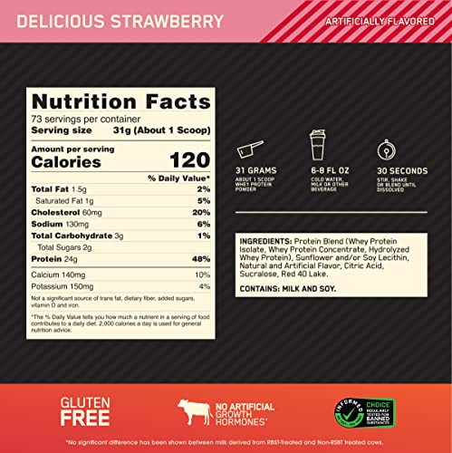 Optimum Nutrition Gold Standard 100% Whey Protein Powder, Delicious Strawberry Optimum NutritionAu supplements