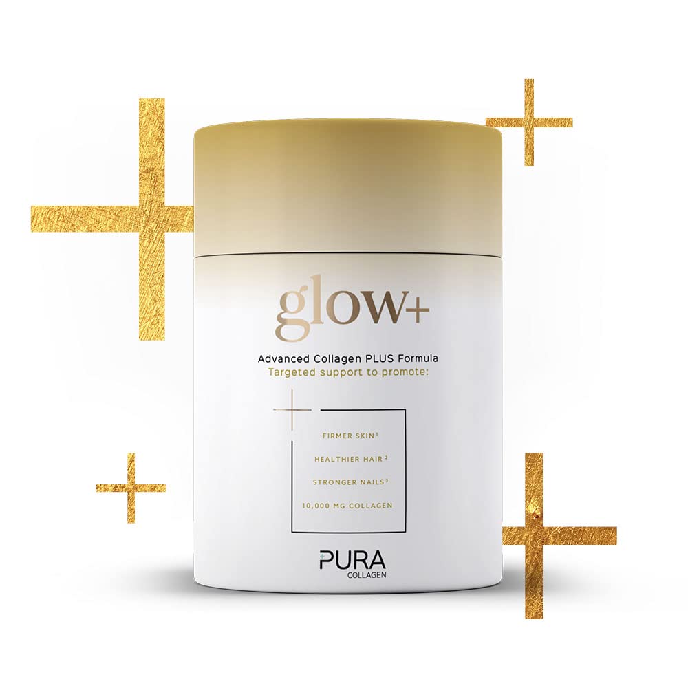 Pura Collagen Powdered Supplement Glow+, 10,000mg Hydrolysed Peptides, Hyaluronic Acid, Vitamins & Minerals, 28 Servings, 284 g Pura CollagenUS supplements
