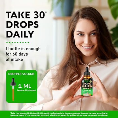 USDA Organic Mullein Drops for Lungs - Mullein Leaf Extract Supplement - Made in USA NUTRAHARMONYUS supplements