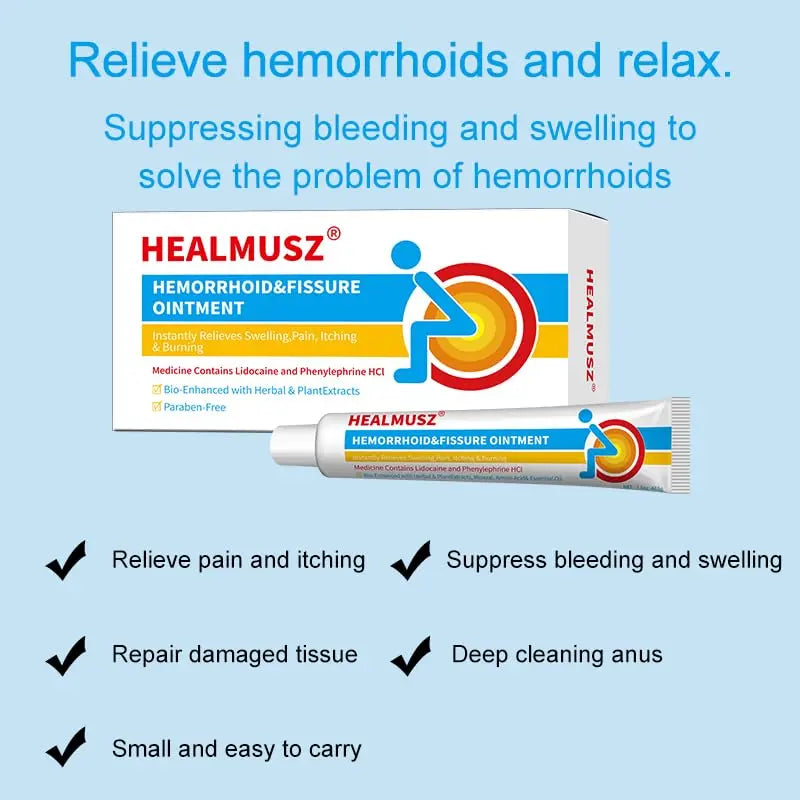 HEALMUSZ Hemorrhoid Fissure Ointment 1.5oz,Fast Relief for Pain, Swelling, Discomfort & Itching,Formulated with 4% Lidocaine and Phenylephrine HCI HEALMUSZAu supplements