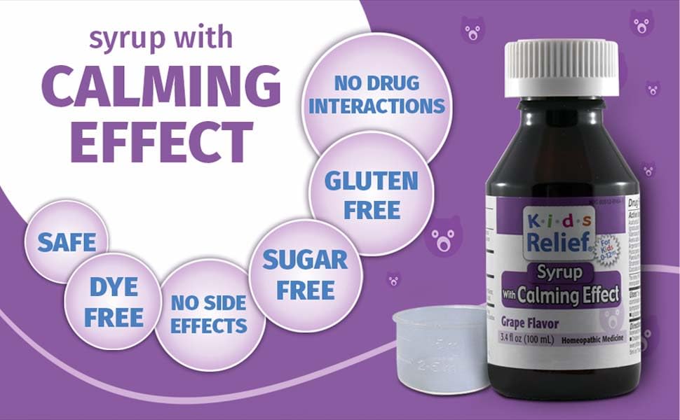 Kids Relief Syrup with Calming Effect, for Kids 0-12 Yrs, Grape Flavor, Gluten and Dye Free, No Added Sugar, 3.4 oz Kids ReliefAu supplements