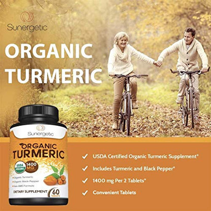 USDA Certified Organic Turmeric Supplement – Includes Organic Turmeric & Organic Black SunergeticUS supplements