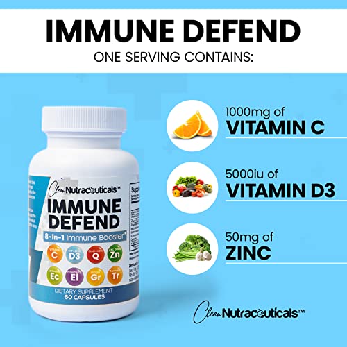 Immune Defense Support Supplement 8 in 1 w/Zinc 50mg Quercetin, VIT C Clean NutraceuticalsUS supplements