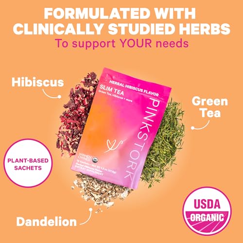 Pink Stork Slim Tea with Organic Dandelion Root, Green Tea, Ginger and Hibiscus for Detox Pink StorkAu supplements