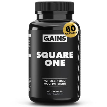 Gains in Bulk Square 1 Multivitamin and Mineral Supplement for Women and Men, Vitamins, Digestive Enzymes and Organic Minerals for Muscle Health, Performance and Immune Support, 90 Capsules GAINS IN BULK GAINSINBULK.COMAu supplements