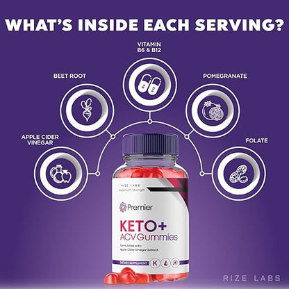 rize labs (3 Pack) Premier Keto ACV Gummies, Premier Keto Gummies for Advanced Weight rize labsUS supplements