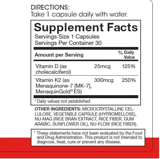 Silver Fern Vitamin K2-D3 Supplement Brand - Natural, Non-Synthetic - K2-7 as Menaquinone-7 (MK-7) - D3 as cholecalciferol Silver FernAu supplements