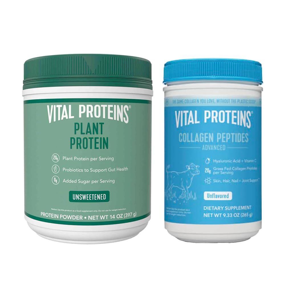Vital Proteins Collagen Peptides Powder, 9.33 oz Unflavored + 14 oz Unsweetened Plant Vital ProteinsUS supplements