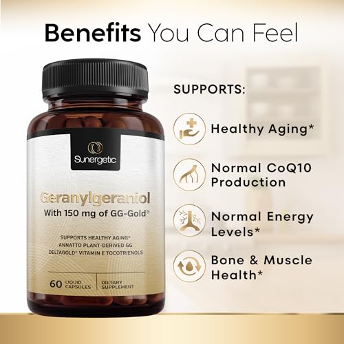 Premium Geranylgeraniol Supplement – GG-Gold 150mg with DeltaGold Vitamin E Tocotrienols SunergeticAu supplements