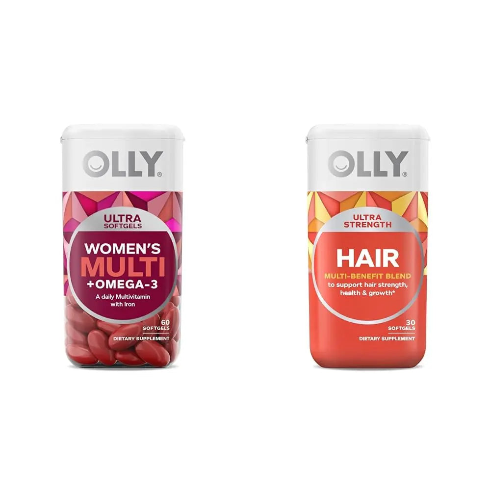 OLLY Ultra Women's Multi Softgels & Ultra Strength Hair Softgels, Supports Hair Health, Biotin, Keratin, Vitamin D, B12, Hair Supplement, 30 Day Supply - 30 Count OLLYAu supplements
