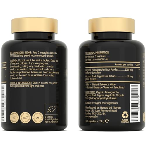 Organic Ashwagandha High Strength - 1000mg Ashwagandha Capsules - Pure Ashwagand SuperSelfUS supplements