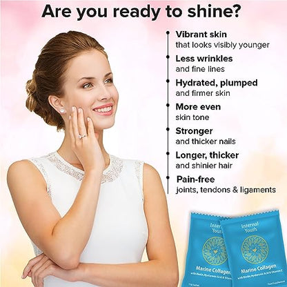 Marine Collagen Powder 10000mg with Hyaluronic Acid Biotin and Vitamin C A D3 E - Collagen Internal YouthUS supplements