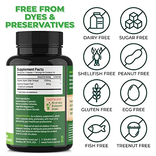 ForestLeaf - Apple Cider Vinegar Capsules with Cayenne Pepper Powder 1200mg ForestLeafUS supplements