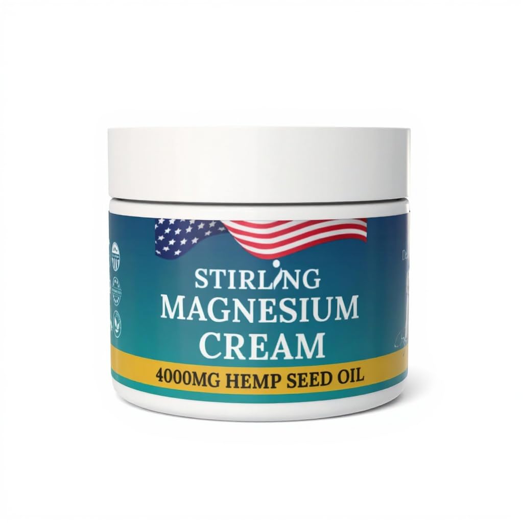 STIRLING Magnesium Cream - 4000mg Hemp Seed Oil + Magnesium & Arnica - Supports Joint Mobility, Muscle Comfort & Back Function - Made in USA with Premium Ingredients STIRLINGAu supplements