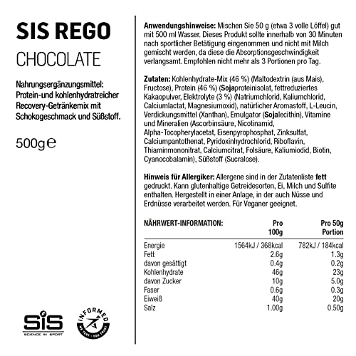 Science In Sport REGO Rapid Recovery Drink Powder, Post Workout Protein Powder, 20 g of Protein Science in SportAu supplements