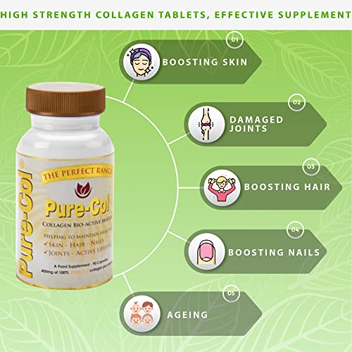 Pure-COL Collagen 90 Capsules 400mg Bio-Active Matrix High Strength Collagen Tablets The Perfect RangeAu supplements
