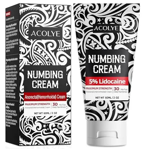 Acolye Numbing Cream Maximum Strength : 5% Lidocaine Topical Anesthetic - Extra Strength 5X Numbing with Menthol Arnica and Emu Oi (2 Fl Oz, Mint Flavor) AcolyeAu supplements