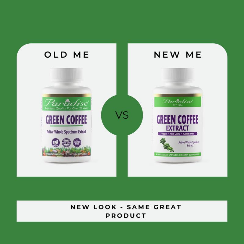 Paradise Herbs Green Coffee Bean, Vegan, Gluten Free, Non GMO, Active Whole Spectrum Paradise HerbsAu supplements