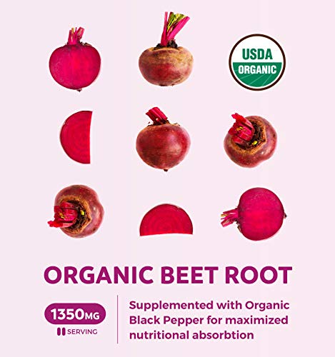 USDA Organic Beet Root Powder (120 Tablets) 1350mg Beets Per Serving with Black Pepper Healths HarmonyAu supplements