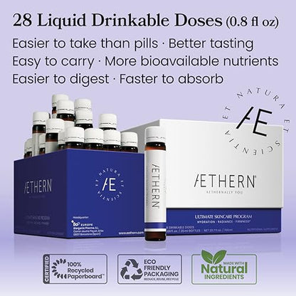 Collagen Drink + Hyaluronic Acid. Liquid Skincare Supplement. 12 High-Grade Natural Ingredients AETHERNUS supplements