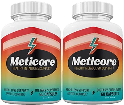 (Official) 2 Pack Meticore Weight Management Pills, Energy Support, 120 Capsules Gold NutraUS supplements