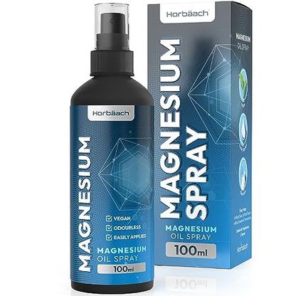 Magnesium Spray for Restless Legs, Muscles, Sleep | 100ml | Magnesium Chloride Oil HorbäachUS supplements