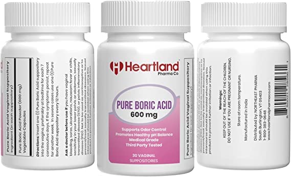 Heartland Pharma Boric Acid Vaginal Suppositories Medical Grade 100% USA Manufactured (30 ct)(1 Pack) Heartland PharmaAu supplements