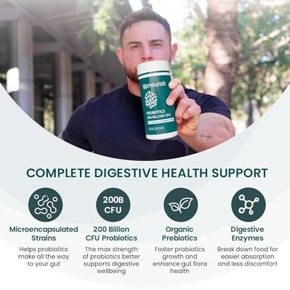 UpNourish Probiotics - 200 Billion CFUs, 15 Strains, Prebiotics & Enzymes - 60 Vegan Cap UpNourishUS supplements