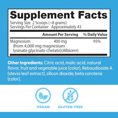 Doctors Best High Absorption Magnesium Powder Lysinate Glycinate 100% Chelated, Muscle Relaxation & Sleep Support, Gluten Free, Vegan, 100% Chelated Net Wt. 12.1 oz (340 Grams), Fruit Punch Flavor Doctor's BESTAu supplements